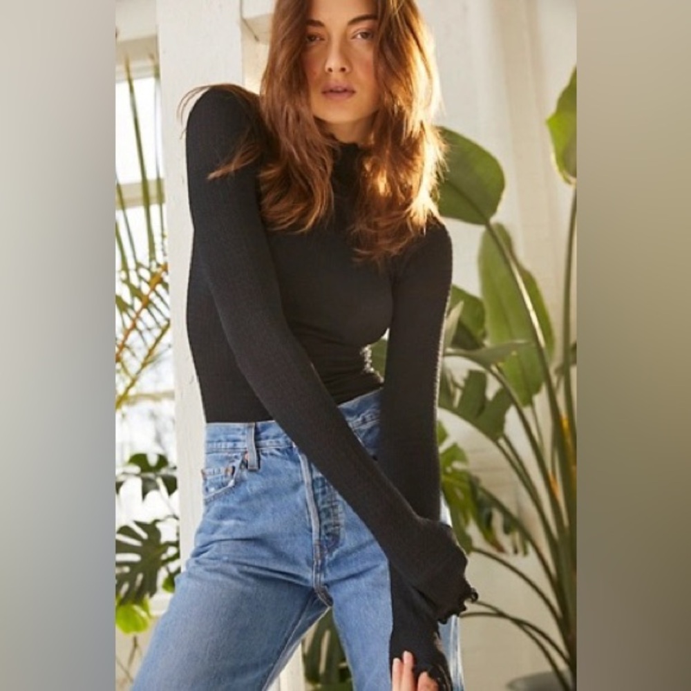 FREE PEOPLE Make it a Mockneck Seamless Bodysuit in Black